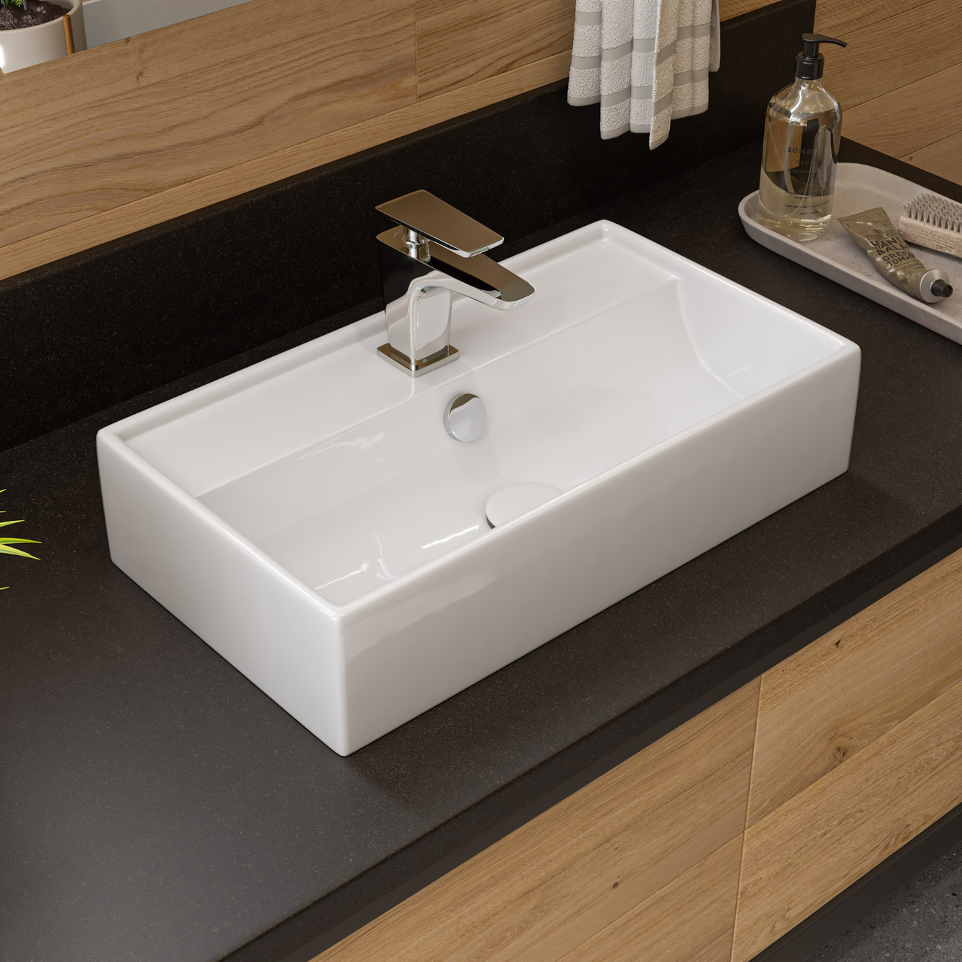 22" Rectangular Wall Mounted Ceramic Sink