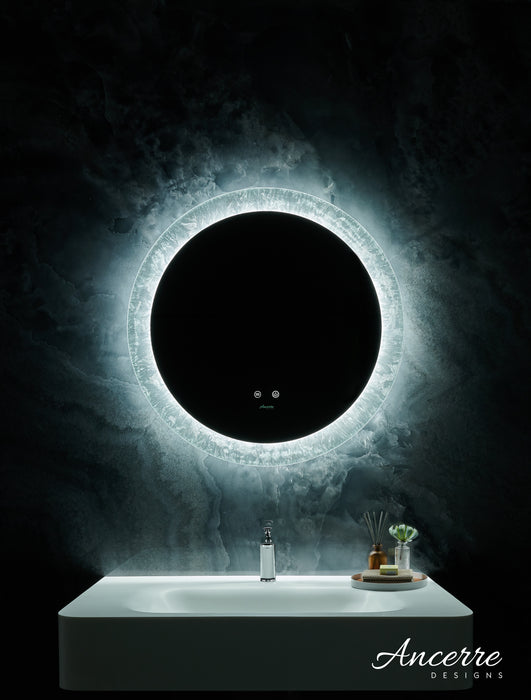 Frysta Round LED Frameless Mirror with Dimmer and Defogger