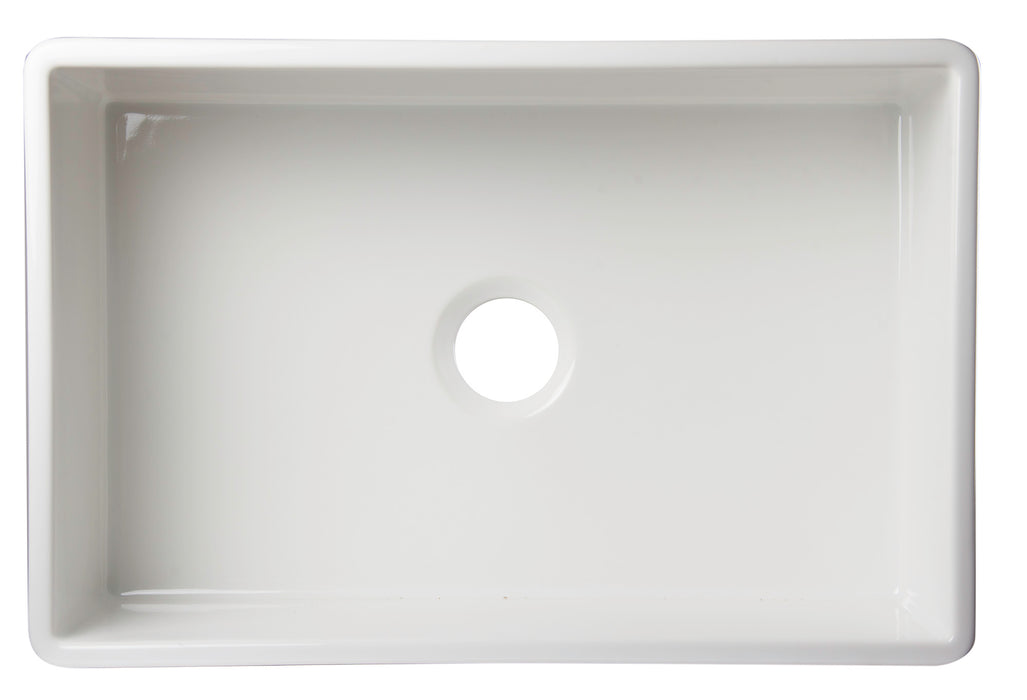 ALFI brand AB510-W White 30" Contemporary Smooth Apron Fireclay Farmhouse Kitchen Sink White