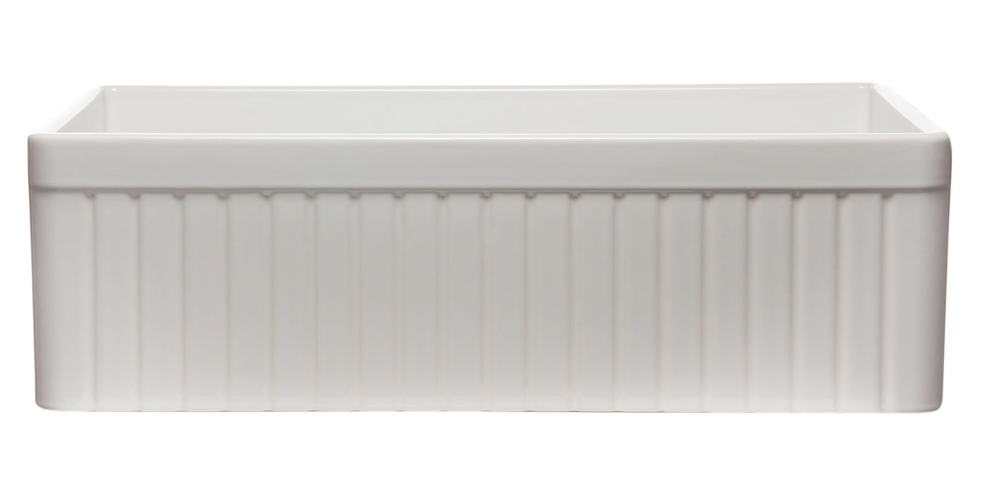 ALFI brand AB532-W 33" White Single Bowl Fluted Apron Fireclay Farm Sink White