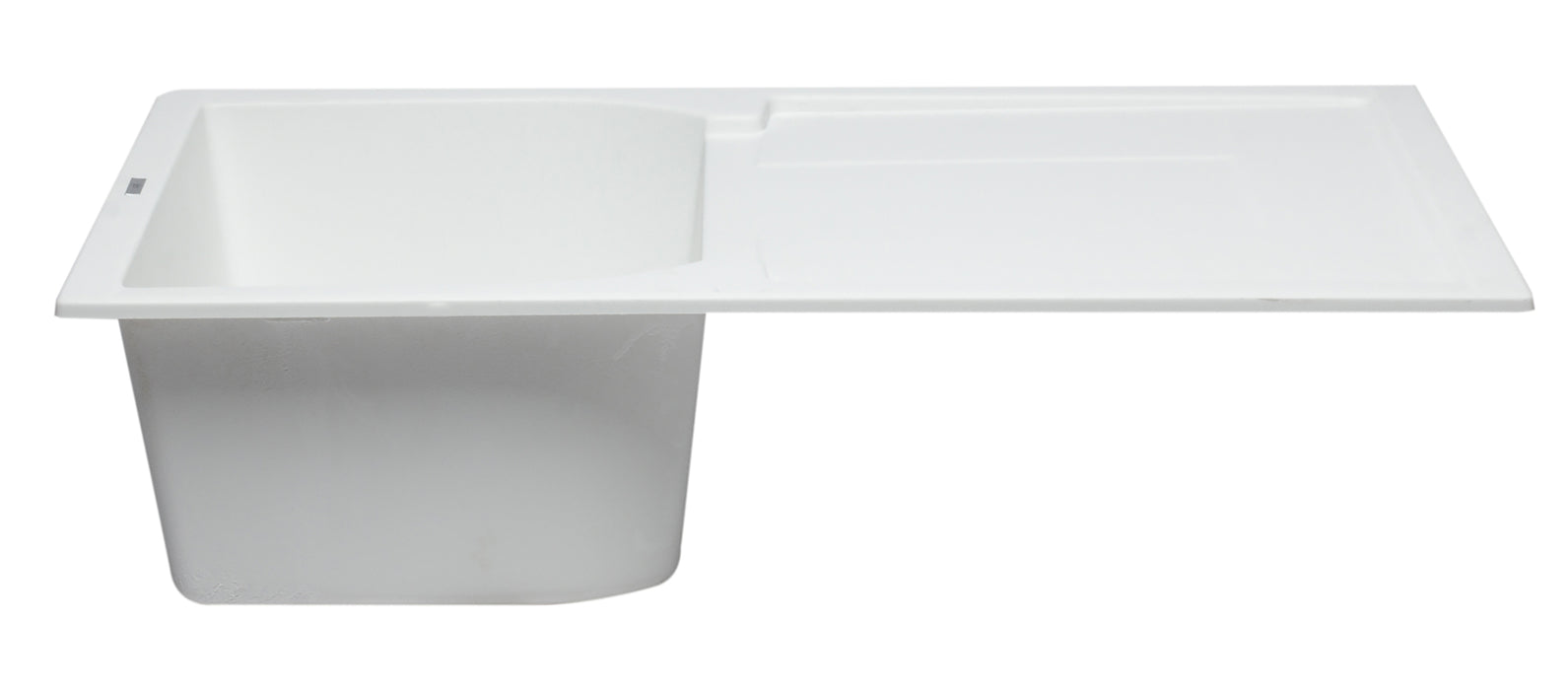 ALFI brand AB1620DI-W White 34" Single Bowl Granite Composite Kitchen Sink with Drainboard White