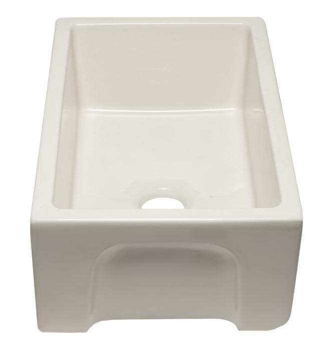 ALFI brand AB3018HS-W 30 inch White Reversible Smooth / Fluted Single Bowl Fireclay Farm Sink Biscuit