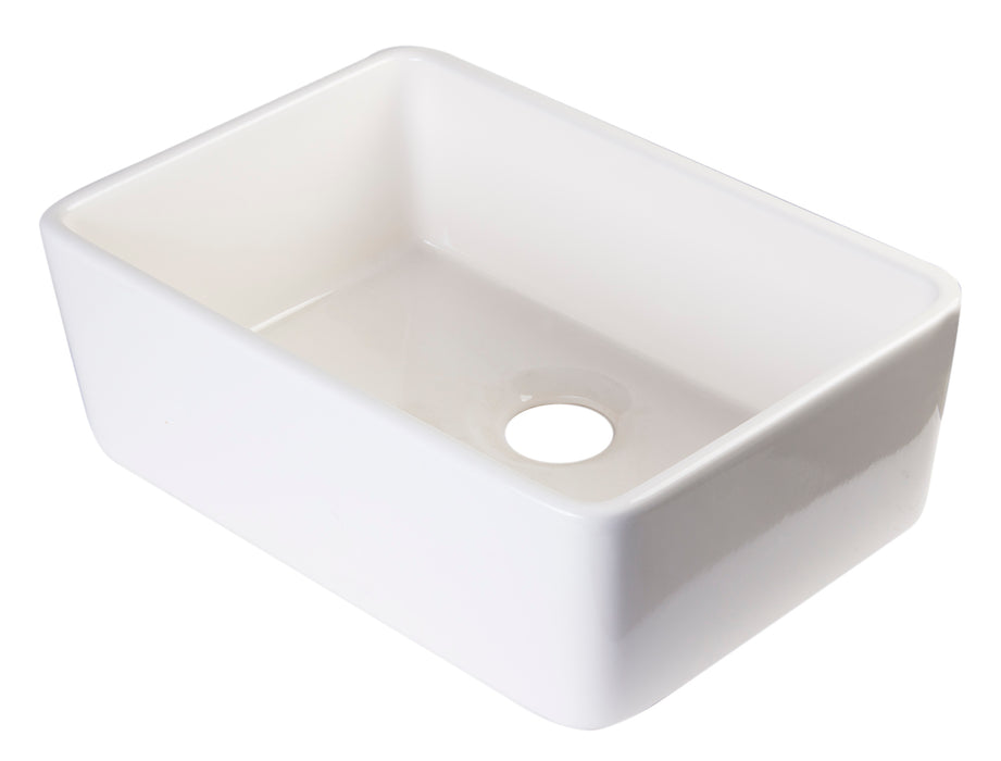 ALFI brand AB503-W White 23" Smooth Apron Fireclay Single Bowl Farmhouse Kitchen Sink