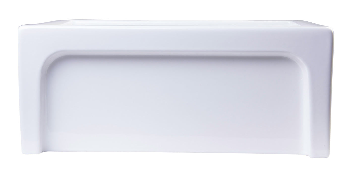 ALFI brand AB2418ARCH-W 24" White Arched Apron Thick Wall Fireclay Single Bowl Farm Sink White