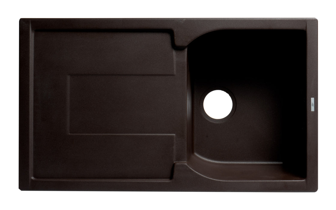 ALFI brand AB1620DI-W White 34" Single Bowl Granite Composite Kitchen Sink with Drainboard Chocolate