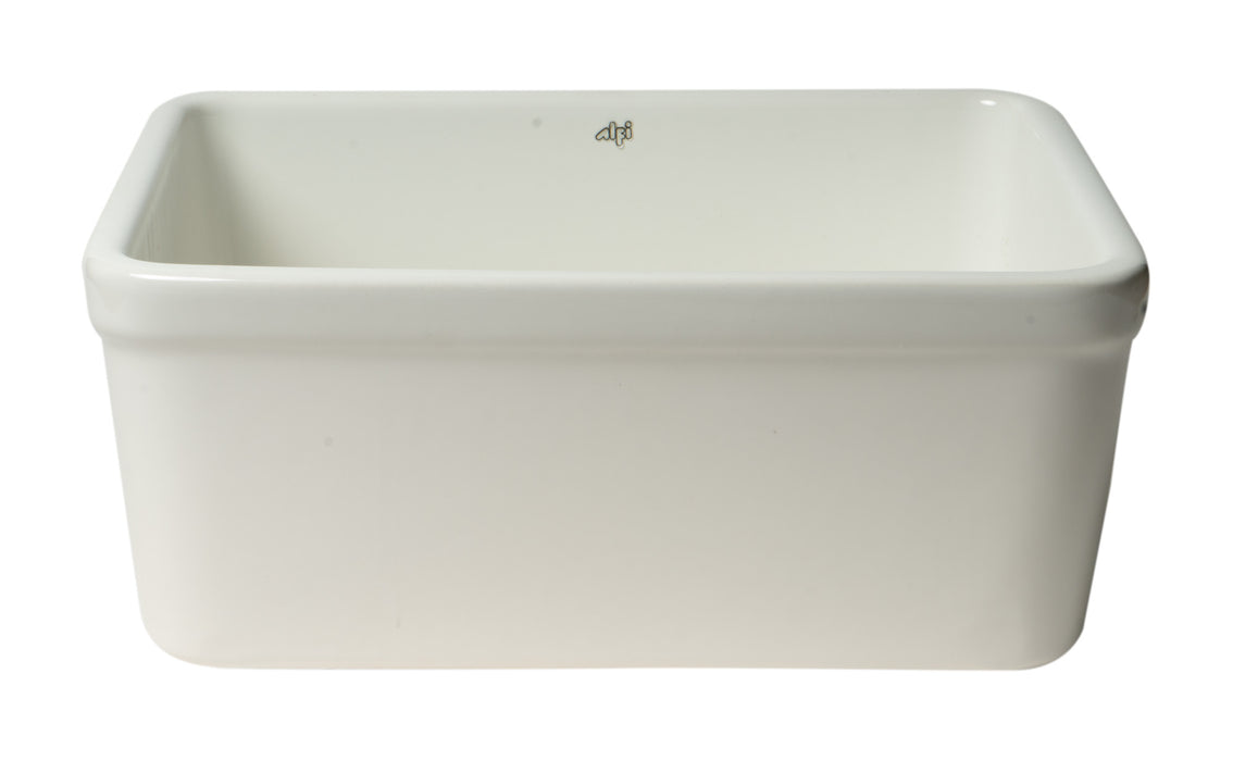 ALFI brand AB507 White 20" Single Bowl Apron Fireclay Farmhouse Kitchen Sink White