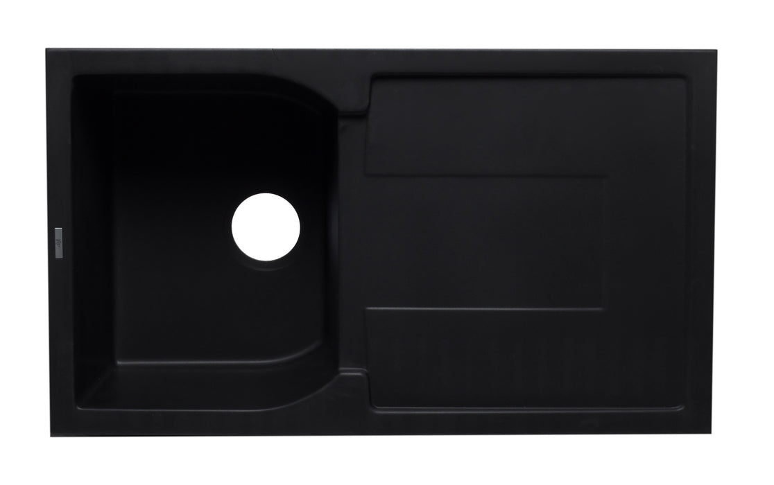 ALFI brand AB1620DI-W White 34" Single Bowl Granite Composite Kitchen Sink with Drainboard Black