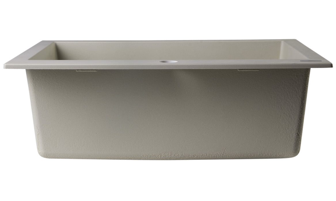 ALFI brand AB2420DI-W White 24" Drop-In Single Bowl Granite Composite Kitchen Sink Biscuit