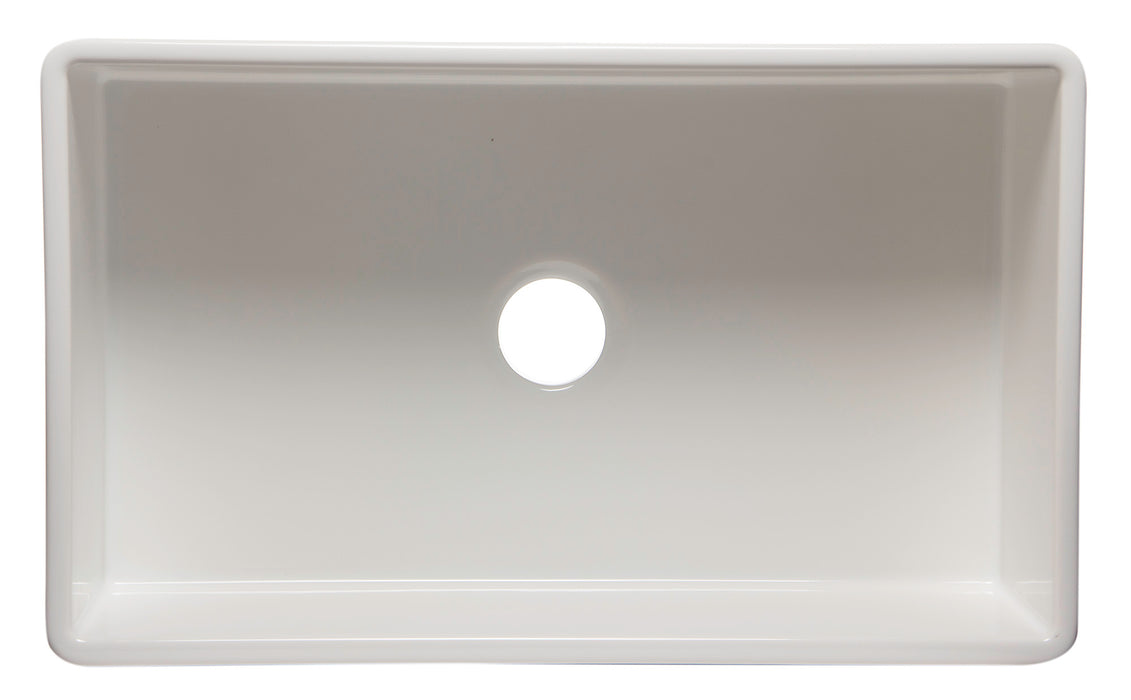 ALFI brand AB532-W 33" White Single Bowl Fluted Apron Fireclay Farm Sink White