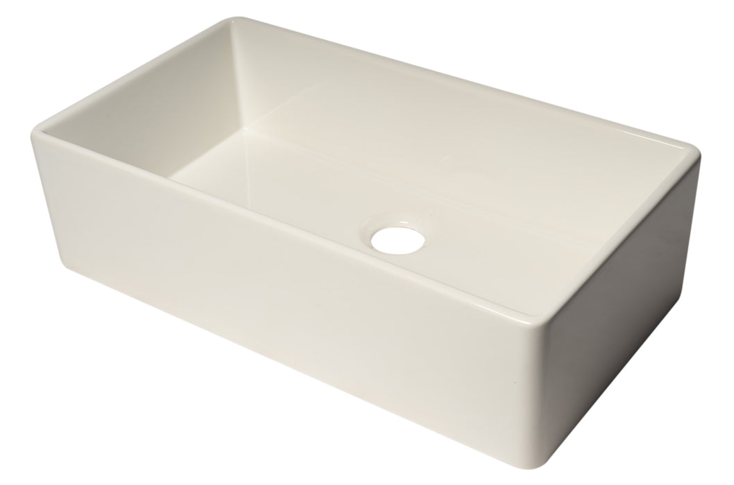 ALFI brand AB536-W White 36" Smooth Apron Single Bowl Fireclay Farm Sink White