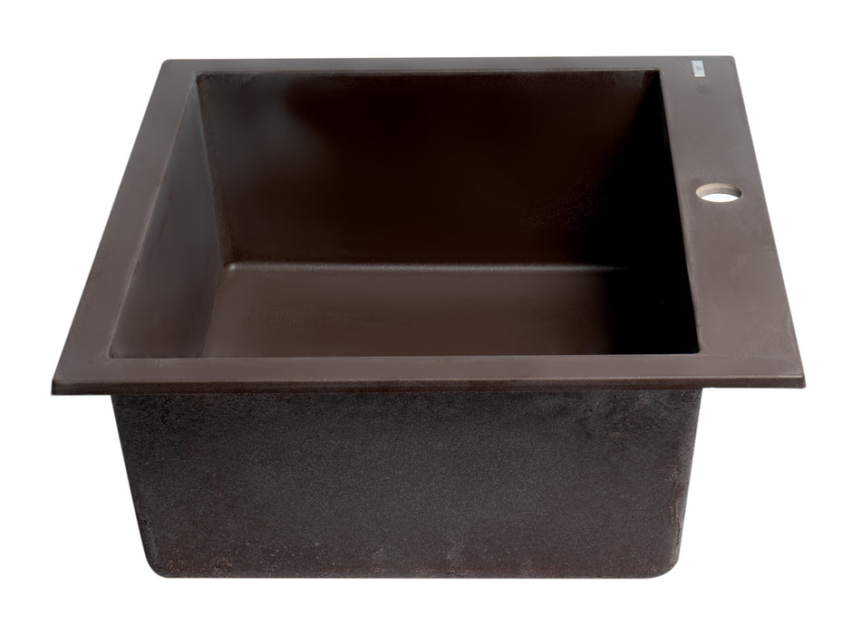 ALFI brand AB2420DI-W White 24" Drop-In Single Bowl Granite Composite Kitchen Sink Chocolate