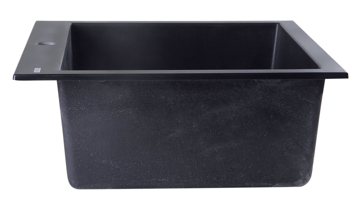 ALFI brand AB2420DI-W White 24" Drop-In Single Bowl Granite Composite Kitchen Sink Black