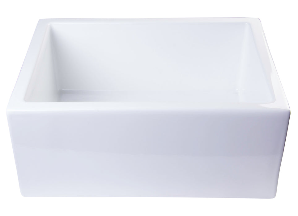 ALFI brand AB2418SB-W 24" White Smooth Thick Wall Fireclay Single Bowl Farm Sink White
