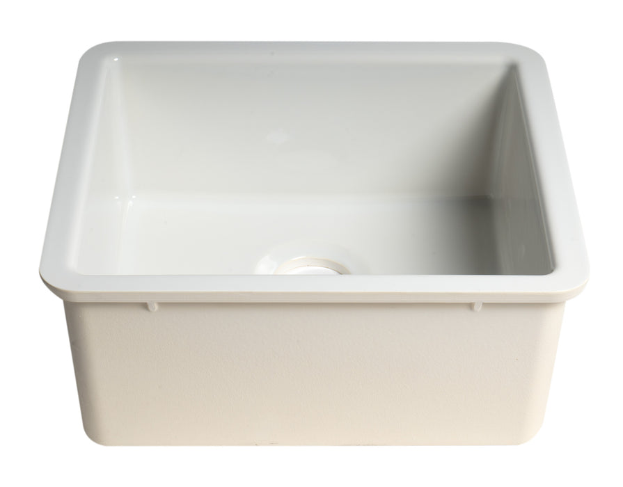 ALFI brand AB2017 20" White Single Bowl Fireclay Undermount Kitchen Sink White