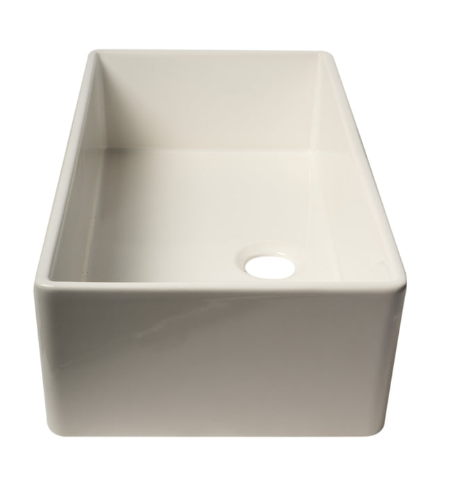 ALFI brand AB536-W White 36" Smooth Apron Single Bowl Fireclay Farm Sink White