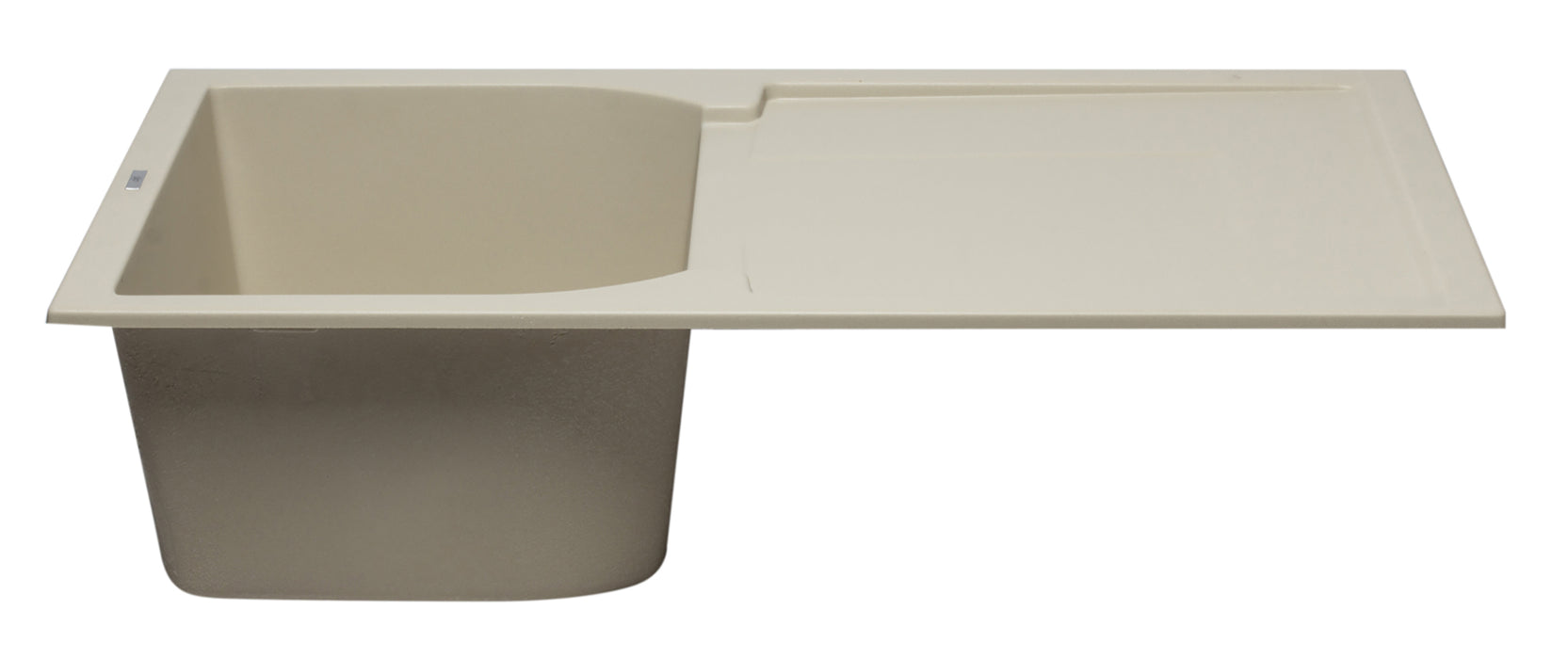 ALFI brand AB1620DI-W White 34" Single Bowl Granite Composite Kitchen Sink with Drainboard Biscuit