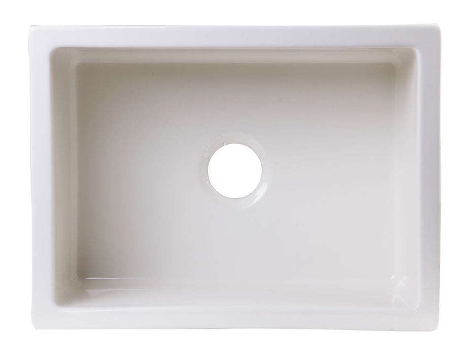 ALFI brand AB2418ARCH-W 24" White Arched Apron Thick Wall Fireclay Single Bowl Farm Sink Biscuit