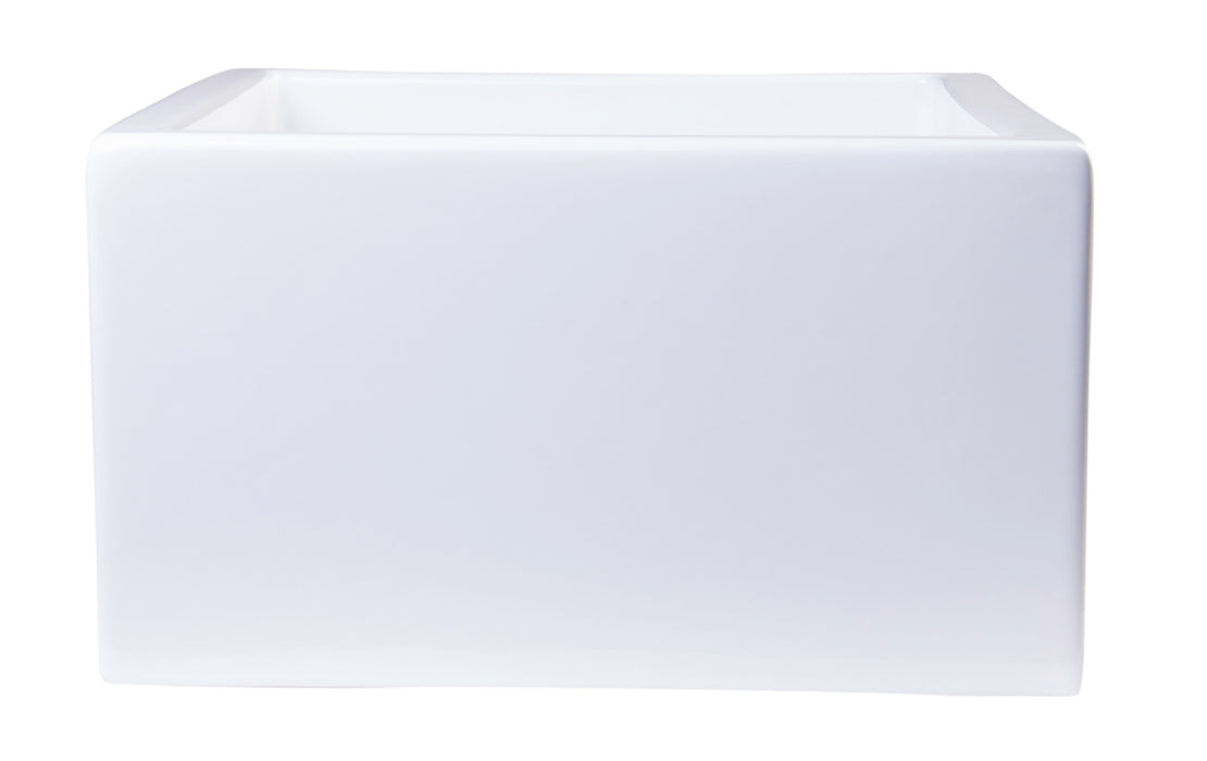 ALFI brand AB2418ARCH-W 24" White Arched Apron Thick Wall Fireclay Single Bowl Farm Sink White
