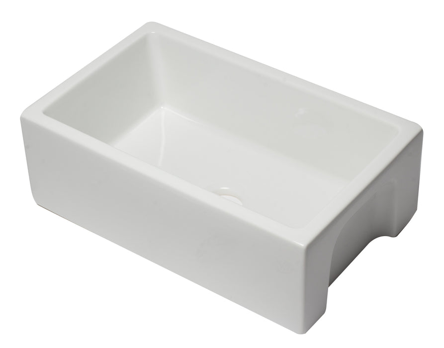 ALFI brand AB3018HS-W 30 inch White Reversible Smooth / Fluted Single Bowl Fireclay Farm Sink White