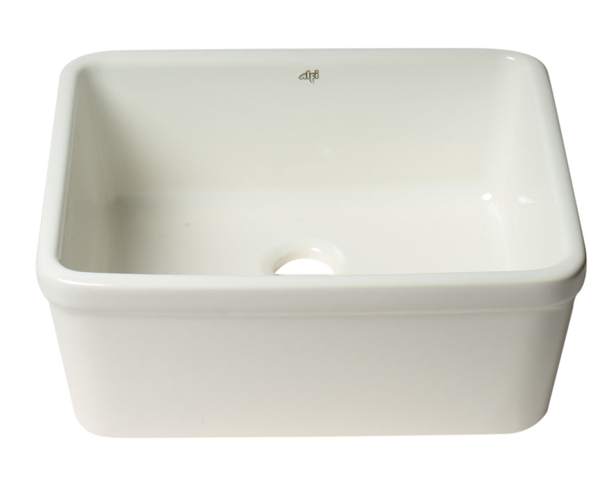 ALFI brand AB507 White 20" Single Bowl Apron Fireclay Farmhouse Kitchen Sink White