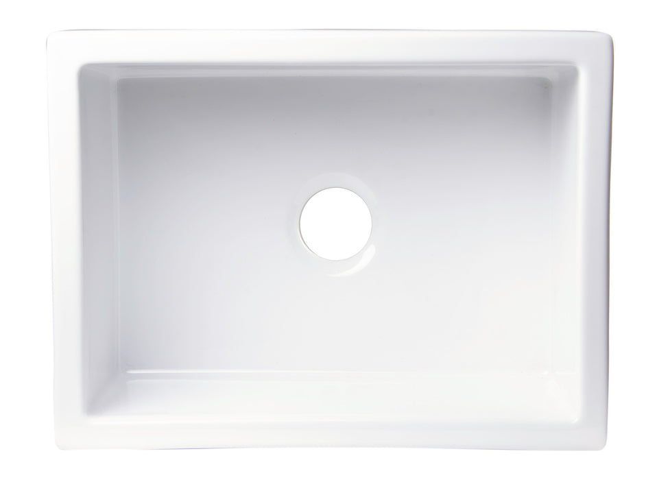 ALFI brand AB2418SB-W 24" White Smooth Thick Wall Fireclay Single Bowl Farm Sink Biscuit