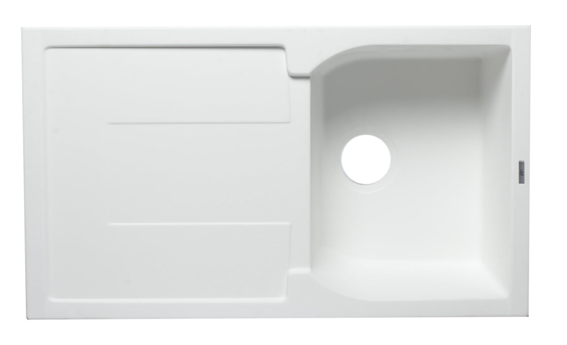 ALFI brand AB1620DI-W White 34" Single Bowl Granite Composite Kitchen Sink with Drainboard White