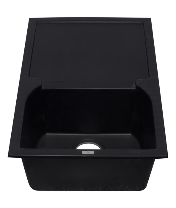 ALFI brand AB1620DI-W White 34" Single Bowl Granite Composite Kitchen Sink with Drainboard Black