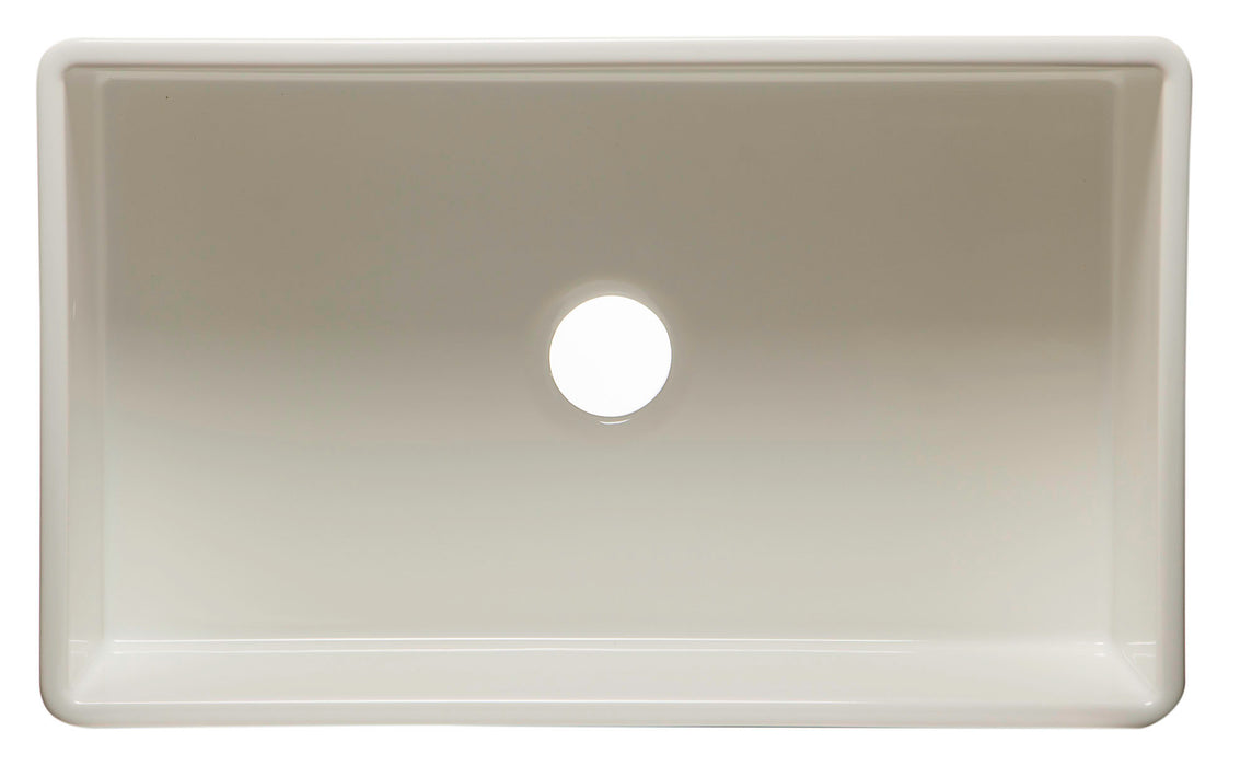 ALFI brand AB533-W 33" White Smooth Apron Single Bowl Fireclay Farm Sink