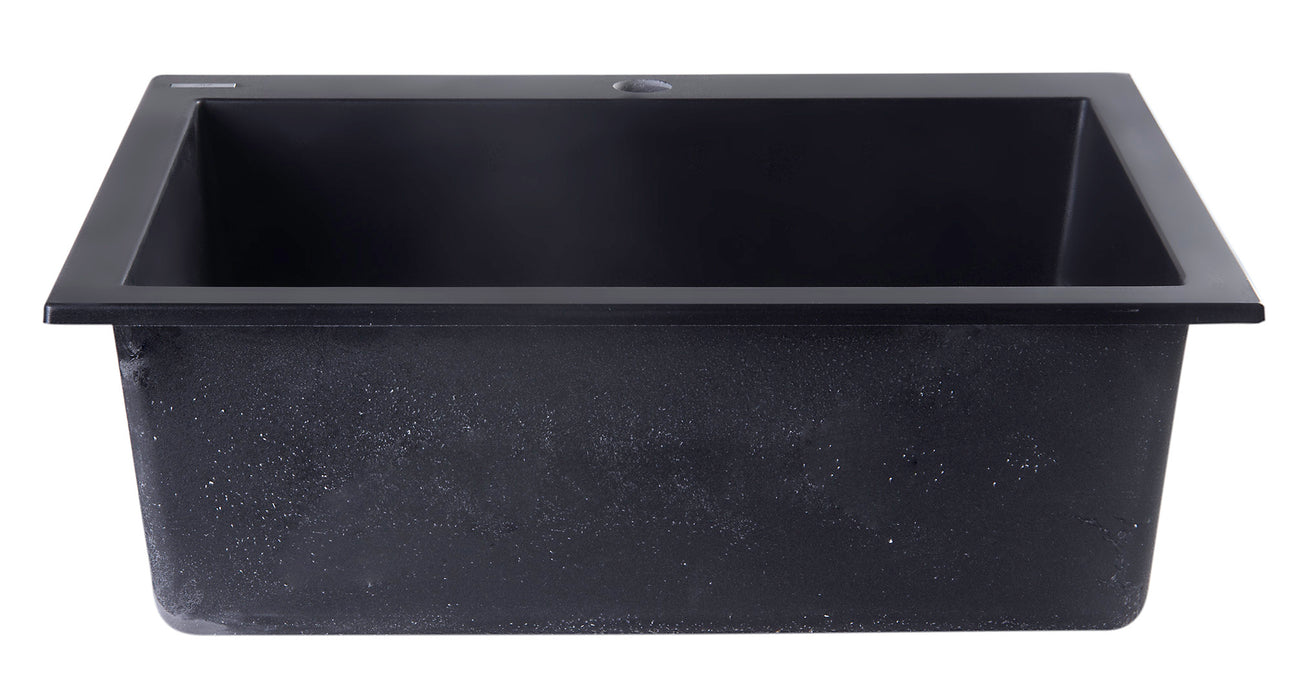 ALFI brand AB2420DI-W White 24" Drop-In Single Bowl Granite Composite Kitchen Sink Black