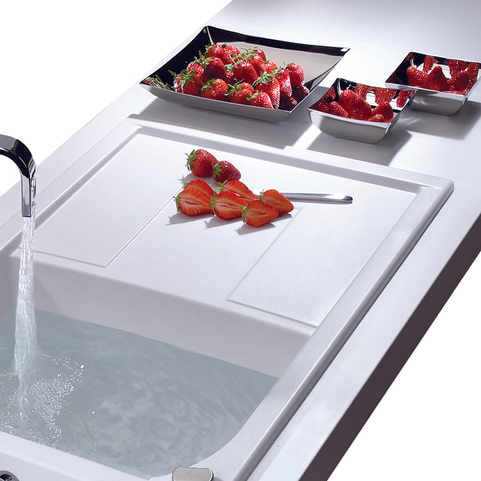 ALFI brand AB1620DI-W White 34" Single Bowl Granite Composite Kitchen Sink with Drainboard White