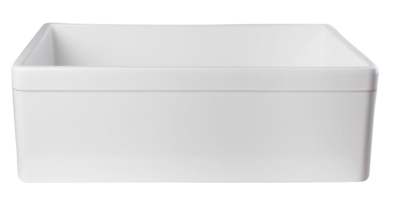 ALFI brand AB511-W White 30" Decorative Lip Apron Single Bowl Fireclay Farmhouse Kitchen Sink White