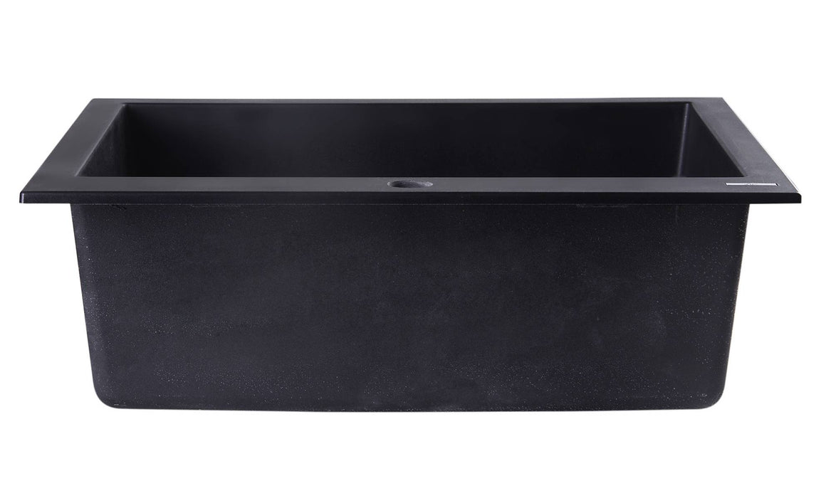 ALFI brand AB2420DI-W White 24" Drop-In Single Bowl Granite Composite Kitchen Sink Black
