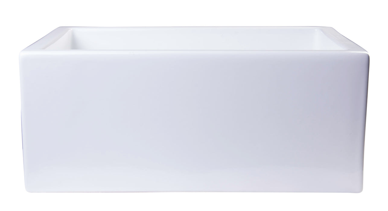 ALFI brand AB2418SB-W 24" White Smooth Thick Wall Fireclay Single Bowl Farm Sink White