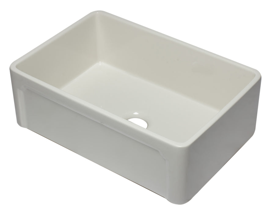 ALFI brand AB3020SB-W 30 inch White Reversible Single Fireclay Farmhouse Kitchen Sink Biscuit