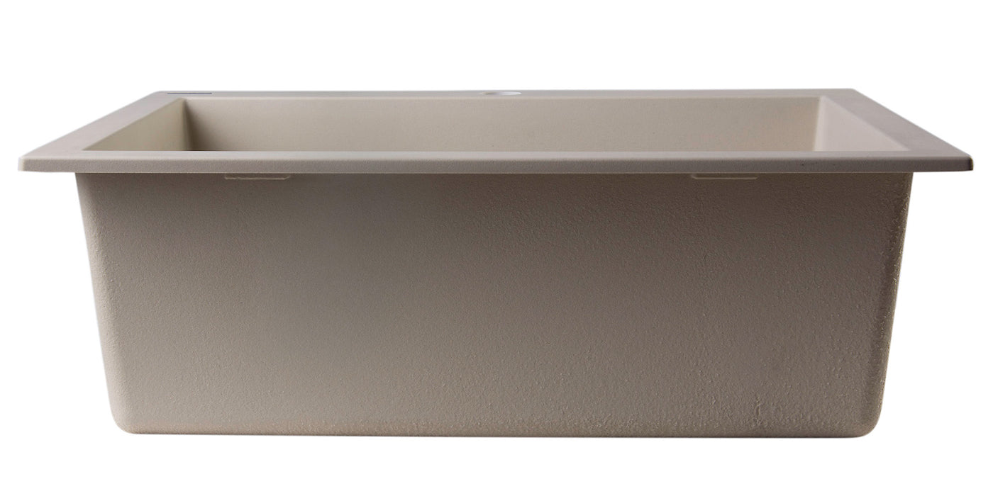 ALFI brand AB2420DI-W White 24" Drop-In Single Bowl Granite Composite Kitchen Sink Biscuit