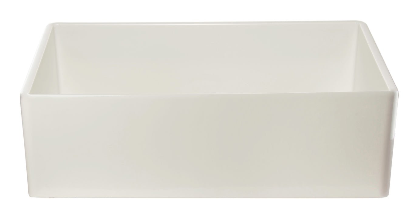 ALFI brand AB533-W 33" White Smooth Apron Single Bowl Fireclay Farm Sink