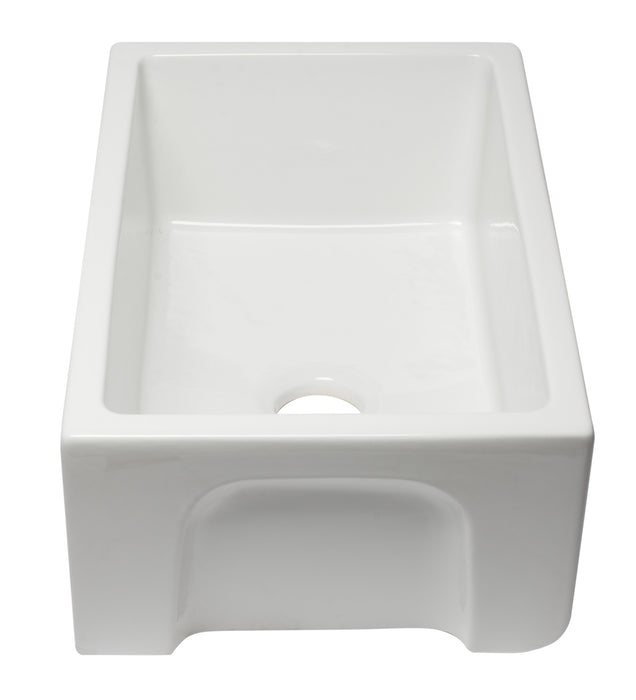 ALFI brand AB3018HS-W 30 inch White Reversible Smooth / Fluted Single Bowl Fireclay Farm Sink White