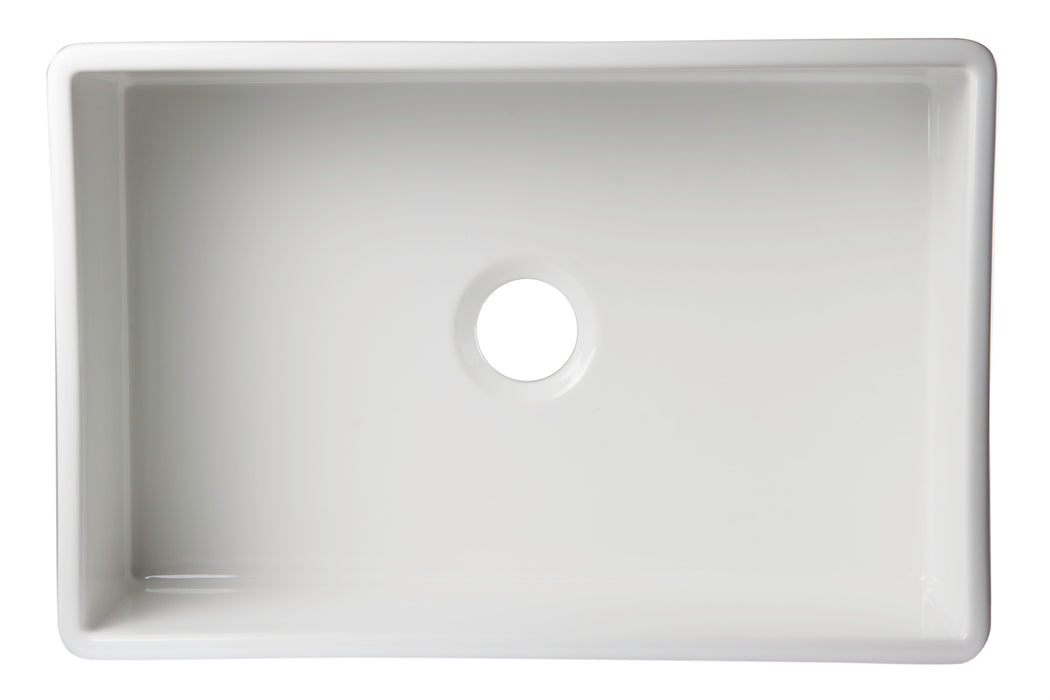 ALFI brand AB511-W White 30" Decorative Lip Apron Single Bowl Fireclay Farmhouse Kitchen Sink White