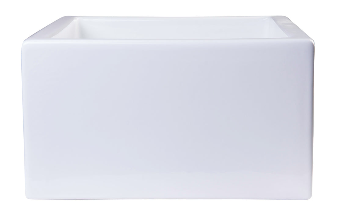 ALFI brand AB2418SB-W 24" White Smooth Thick Wall Fireclay Single Bowl Farm Sink White