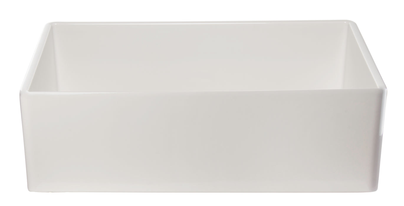 ALFI brand AB533-W 33" White Smooth Apron Single Bowl Fireclay Farm Sink White