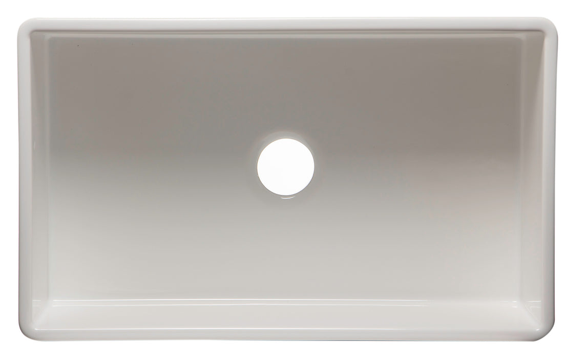 ALFI brand AB533-W 33" White Smooth Apron Single Bowl Fireclay Farm Sink White