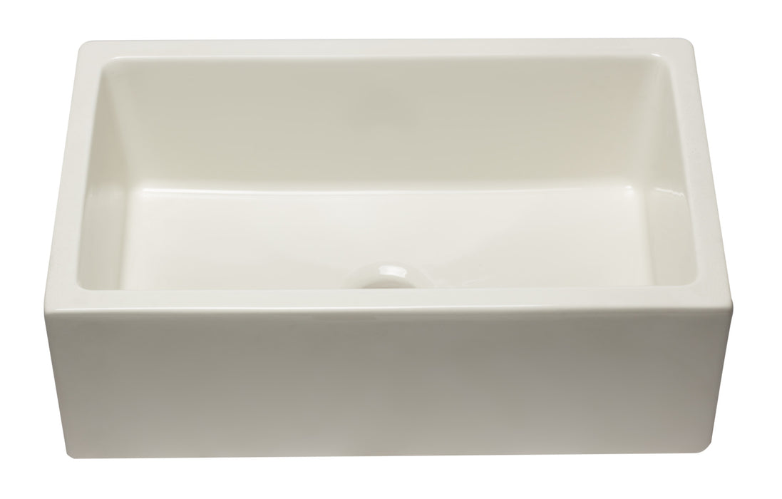 ALFI brand AB3018HS-W 30 inch White Reversible Smooth / Fluted Single Bowl Fireclay Farm Sink Biscuit