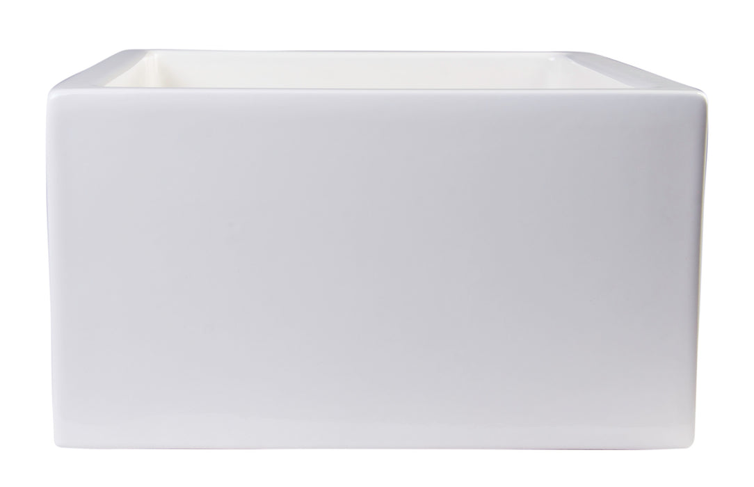 ALFI brand AB2418SB-W 24" White Smooth Thick Wall Fireclay Single Bowl Farm Sink Biscuit