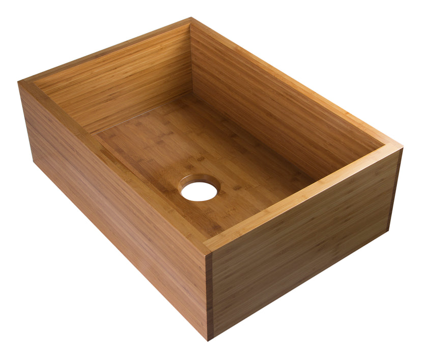 ALFI brand AB3021 30" Single Bowl Bamboo Kitchen Farm Sink Natural Wood