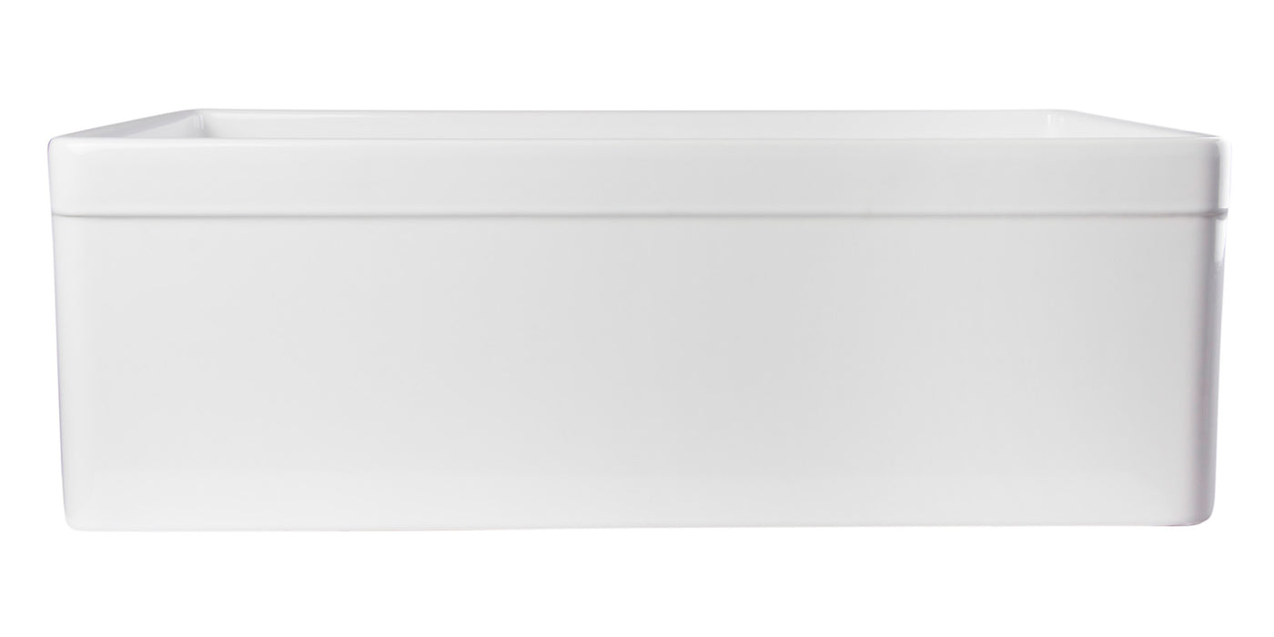 ALFI brand AB511-W White 30" Decorative Lip Apron Single Bowl Fireclay Farmhouse Kitchen Sink White