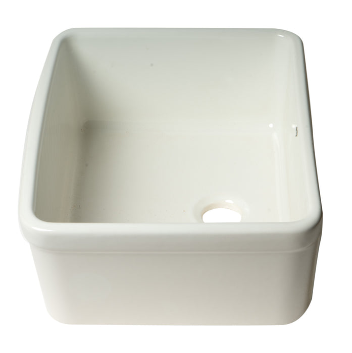 ALFI brand AB507 White 20" Single Bowl Apron Fireclay Farmhouse Kitchen Sink White