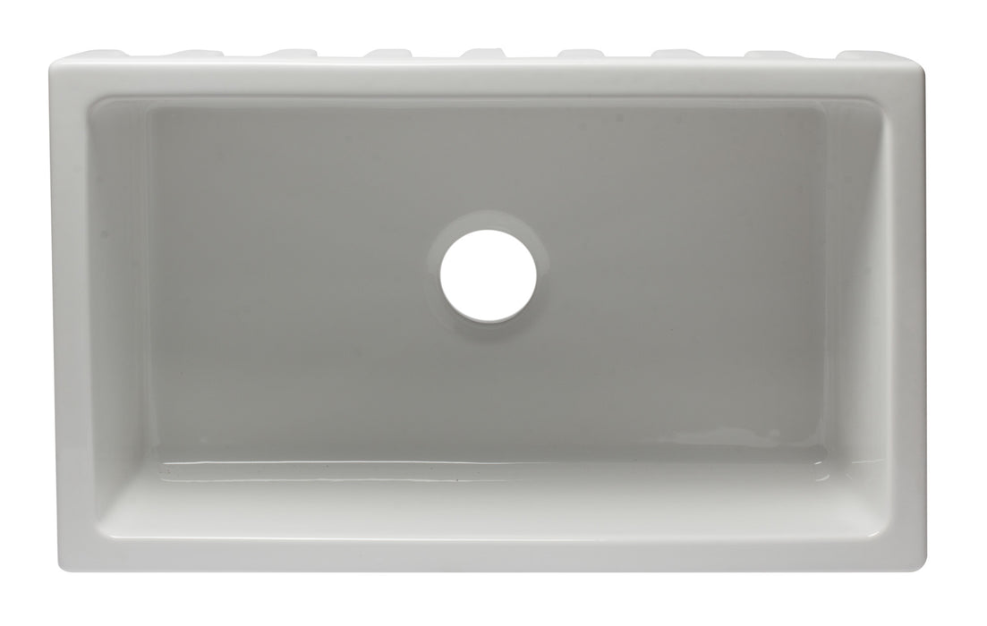 ALFI brand AB3018HS-W 30 inch White Reversible Smooth / Fluted Single Bowl Fireclay Farm Sink White