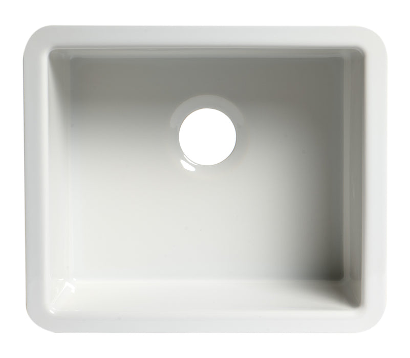 ALFI brand AB2017 20" White Single Bowl Fireclay Undermount Kitchen Sink White