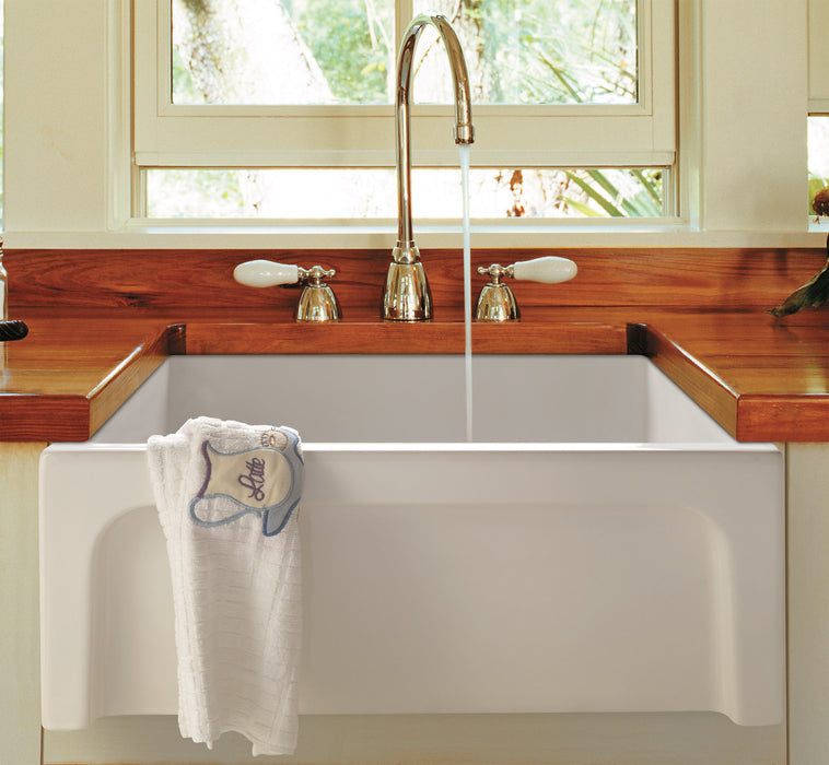 ALFI brand AB2418ARCH-W 24" White Arched Apron Thick Wall Fireclay Single Bowl Farm Sink