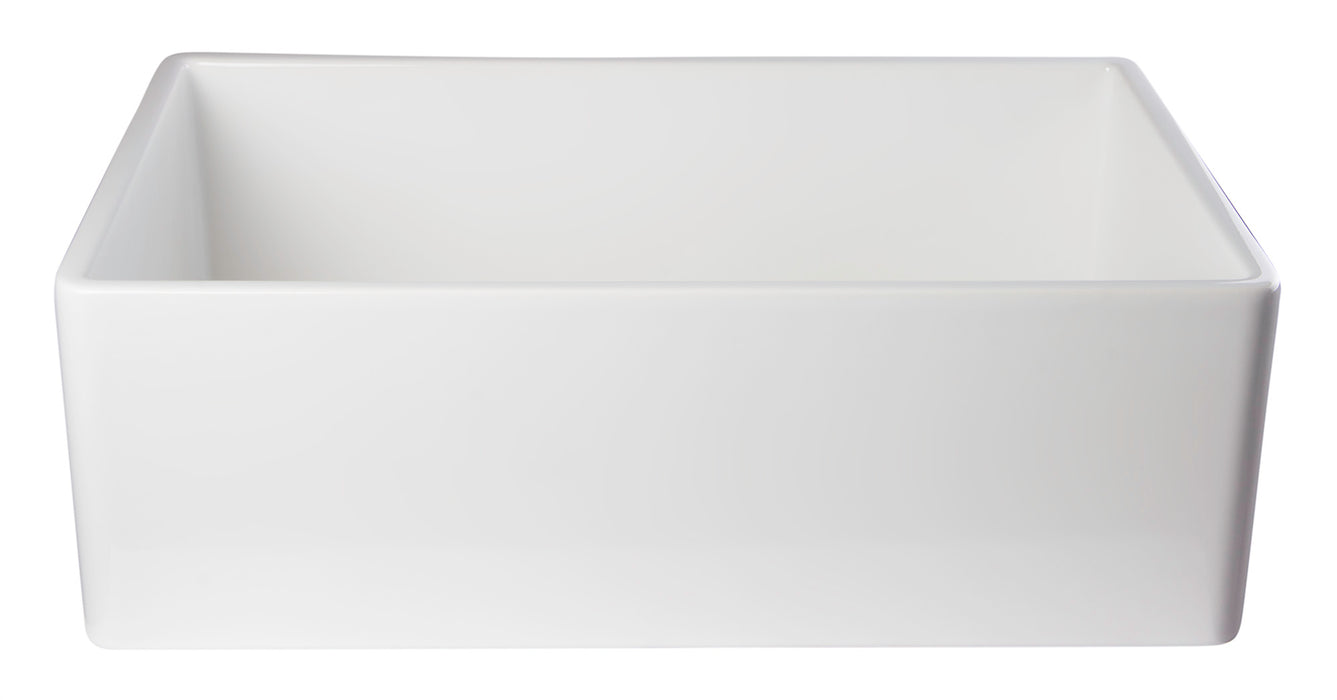 ALFI brand AB510-W White 30" Contemporary Smooth Apron Fireclay Farmhouse Kitchen Sink White